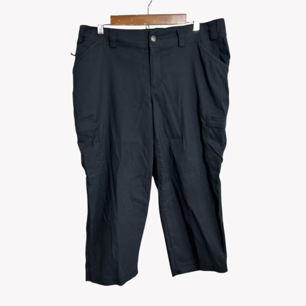 Duluth Dry on The Fly Capri Pants Womens 16 Black Cargo Nylon Stretch